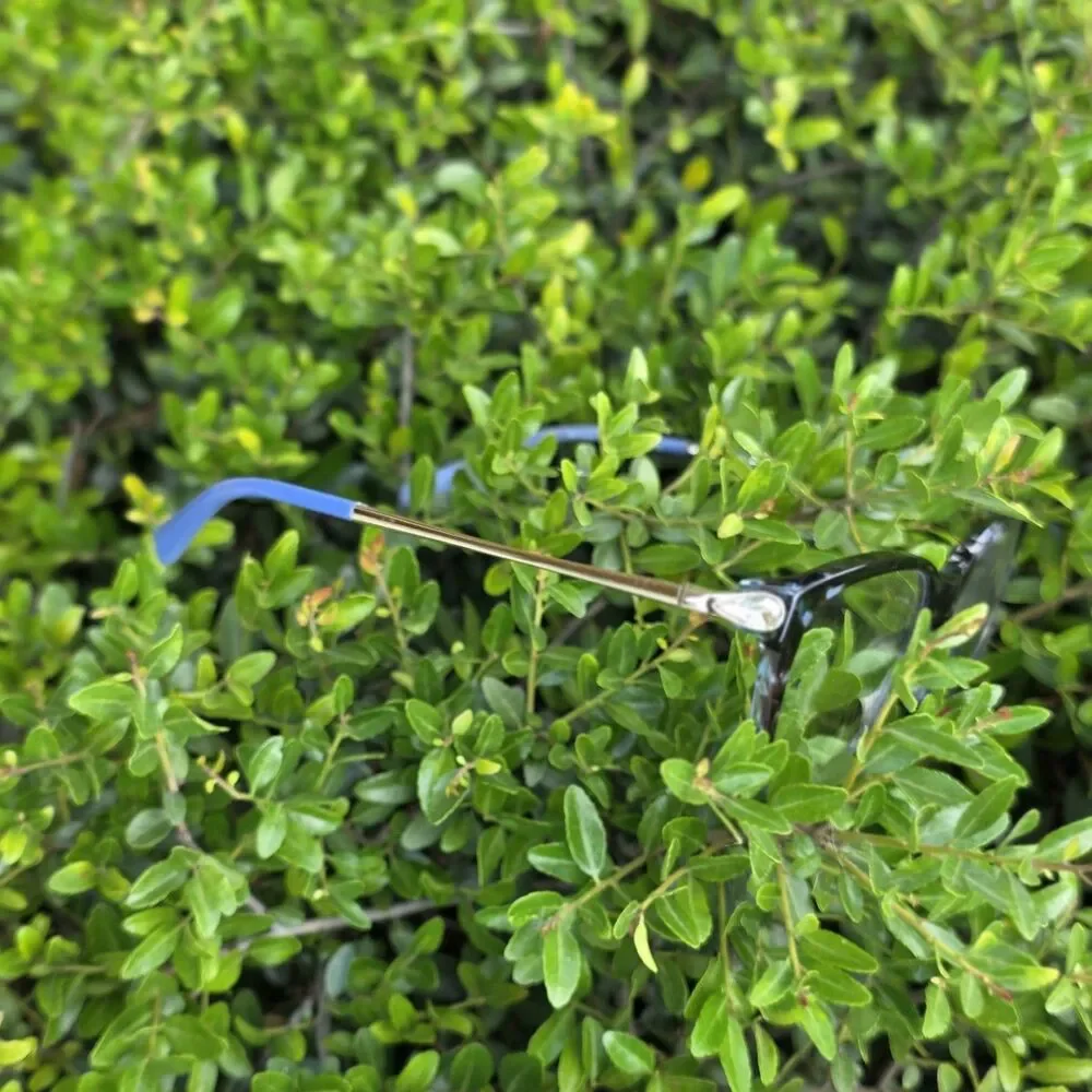 women eye glasses frames swarovski Blue Tortoise Shell Silver teardrop Crystal